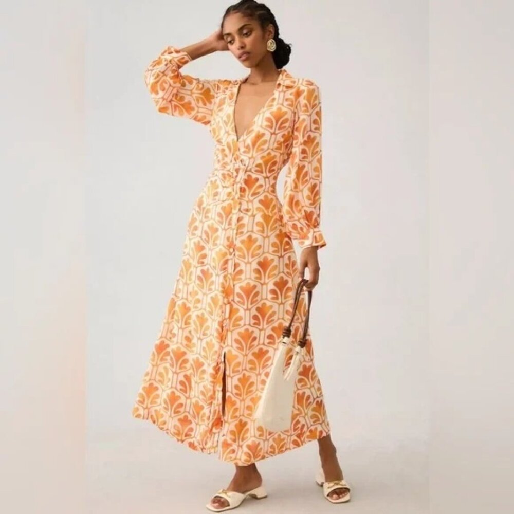Anthropologie Maeve orange print dress NEW never worn